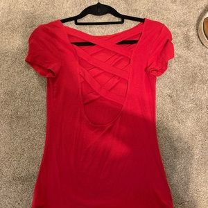 express red tshirt with criss cross back!